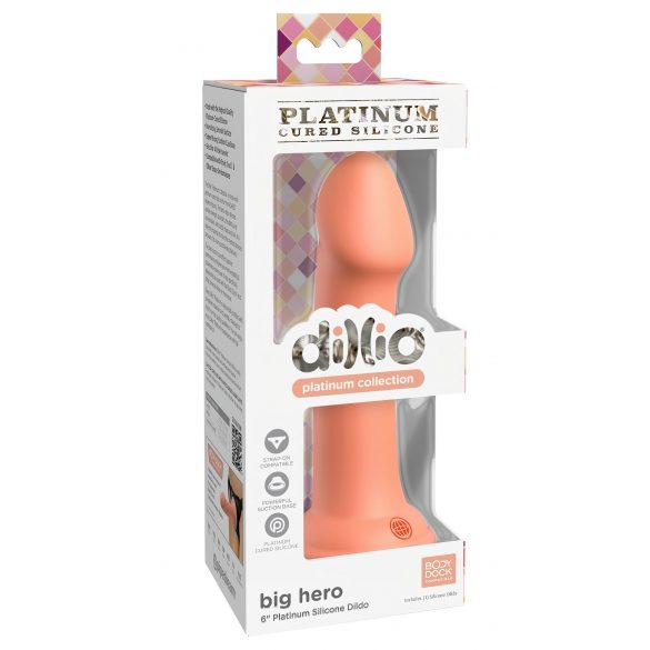 Dillio Big Hero - dildo din silicon cu ventuză (17cm) - portocaliu 