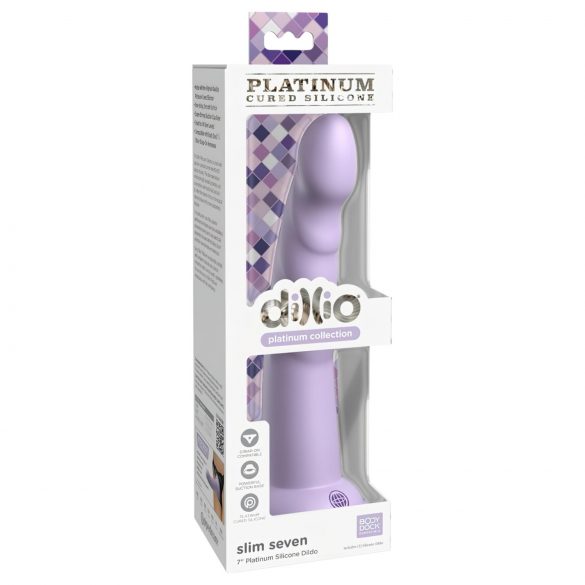 Dillio Slim Seven - dildo stimulant cu bază de fixare (20cm) - mov