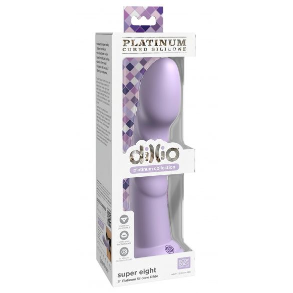 Dillio Super Eight - dildo din silicon cu ventuză (21cm) - mov 