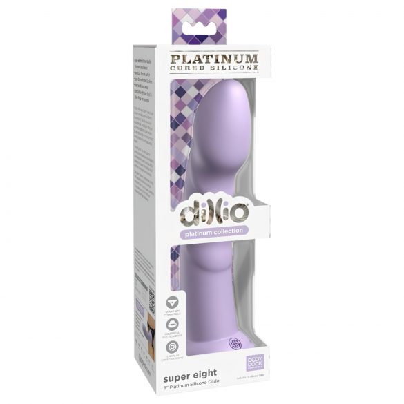 Dillio Super Eight - dildo din silicon cu ventuză (21cm) - mov