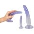 Set dildo de antrenament anal Crystal Clear - 3 buc (translucid-albastru) 