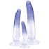 Set dildo de antrenament anal Crystal Clear - 3 buc (translucid-albastru) 