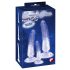 Set dildo de antrenament anal Crystal Clear - 3 buc (translucid-albastru) 