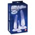 Crystal Clear - set de antrenament anal cu dildo - 3 piese (translucid-albastru)