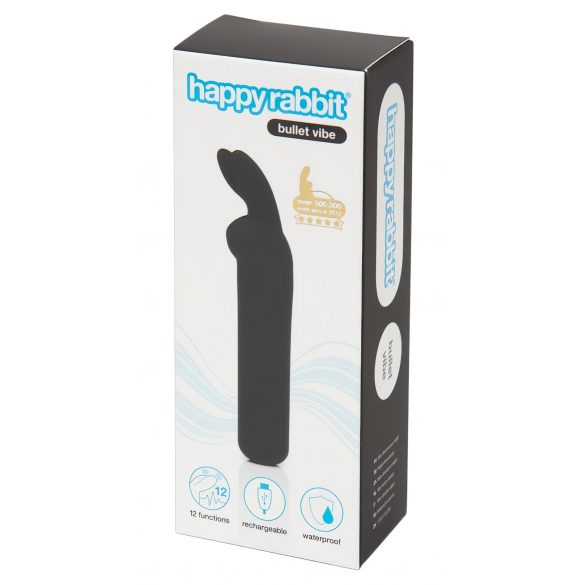 Vibrator tip baston cu iepuraș Happyrabbit - rechargeabil, negru 