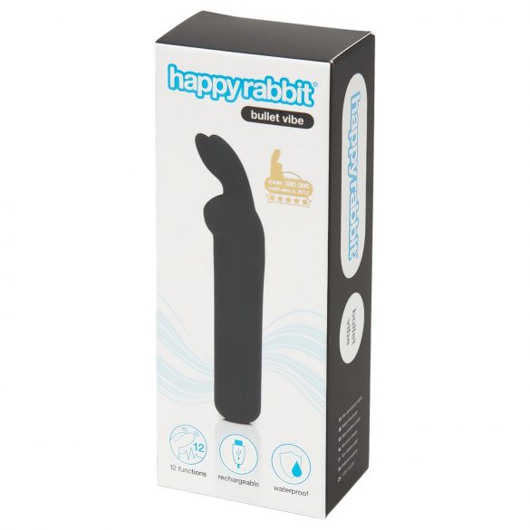 Vibrator tip baston cu iepuraș Happyrabbit - rechargeabil, negru 