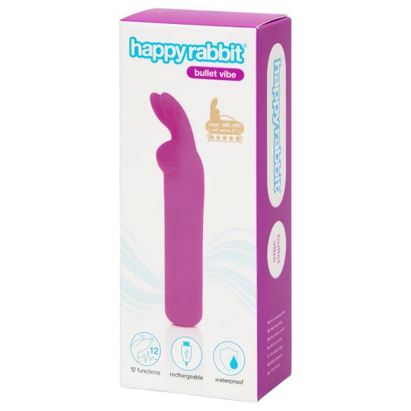 Vibrator tip baston cu iepuraș HappyRabbit - reîncărcabil, violet 