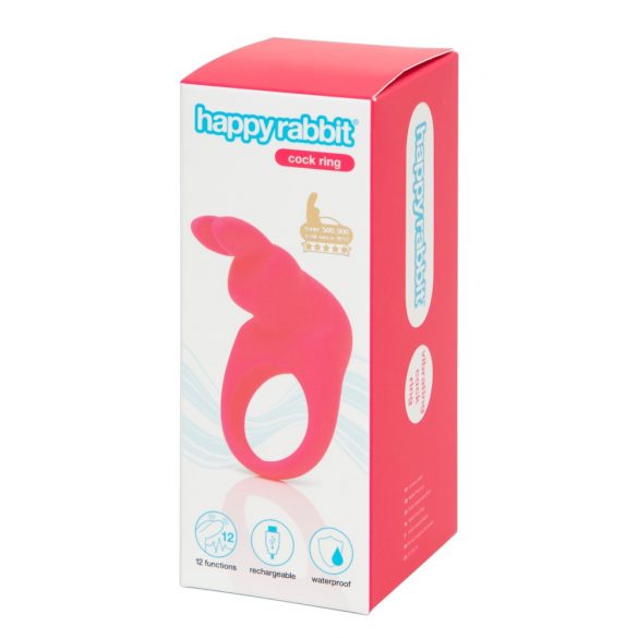 Happyrabbit Cock - inel vibrator pentru penis cu baterie (roz)