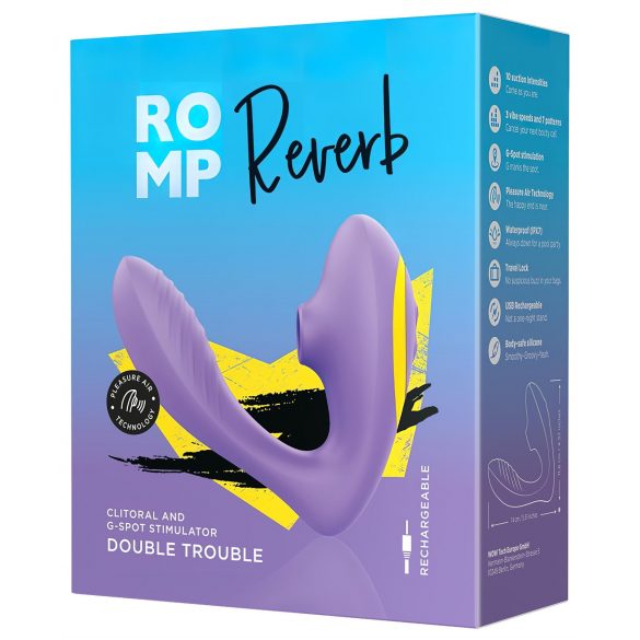 ROMP Reverb - vibrator cu puls de aer pentru punctul G, 2 în 1 (violet) 