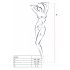 Passion BS014 - Salopetă deschisă din rețea cu corset (alb) - S-L