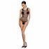 Body transparent cu dungi Passion BS086 (negru) - S-L 