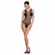 Body transparent cu dungi Passion BS086 (negru) - S-L 