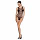 Body transparent cu dungi Passion BS086 (negru) - S-L 