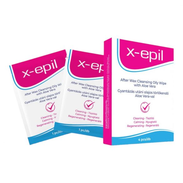 X-Epil - Șervețele uleioase post-epilare (4 buc) - Aloe Vera 