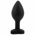 Sunfo - dildo anal din silicon cu piatră în formă de inimă (negru-roz)