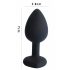 Sunfo - dildo anal din silicon cu piatră în formă de inimă (negru-violet)