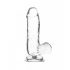 Dildo cu ventuză și testicule, transparent - 15cm 