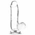 Dildo cu ventuză și testicule, transparent - 15cm 