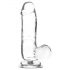 Dildo cu ventuză și testicule, transparent - 15cm 