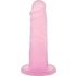 Dildo din silicon cu ventuză - roz 