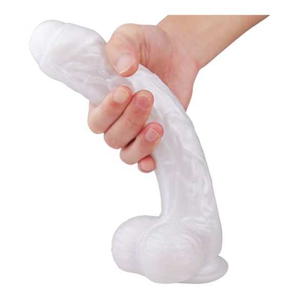 Dildo realist cu ventuză și testicule Martin - alb 