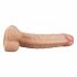 Lovetoy Real Extreme - dildo cu bază și testicule pentru punctul G - 21cm (natur)