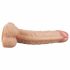 Lovetoy Real Extreme - dildo cu bază și testicule pentru punctul G - 21cm (natur)