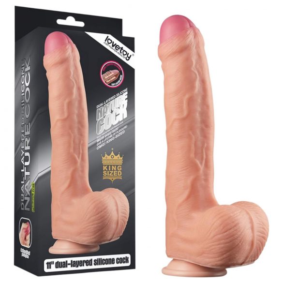 Lovetoy Nature Cock - dildo realist cu dublu strat - 28cm (natur)