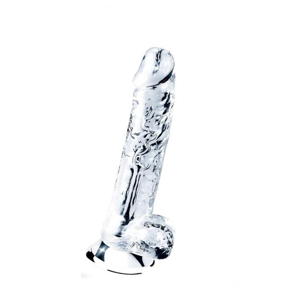 Dildo Flawless Clear cu ventuză și testicule - 19cm (transparent) 