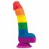 Dildo realist din silicon lichid - 19 cm (curcubeu) 