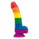 Dildo realist din silicon lichid - 19 cm (curcubeu) 