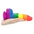 Dildo realist din silicon lichid - 19 cm (curcubeu) 