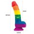 Dildo realist din silicon lichid - 19 cm (curcubeu) 