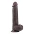 Dildo cu ventuză și piele dublă - 23cm (maro) 