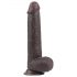 Dildo cu ventuză și piele dublă - 23cm (maro) 