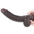 Dildo cu ventuză și piele dublă - 23cm (maro) 