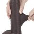 Dildo cu ventuză și piele dublă - 23cm (maro) 