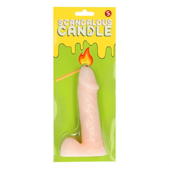 Lumânare Scandalous - penis cu testicule - natural (133g) 