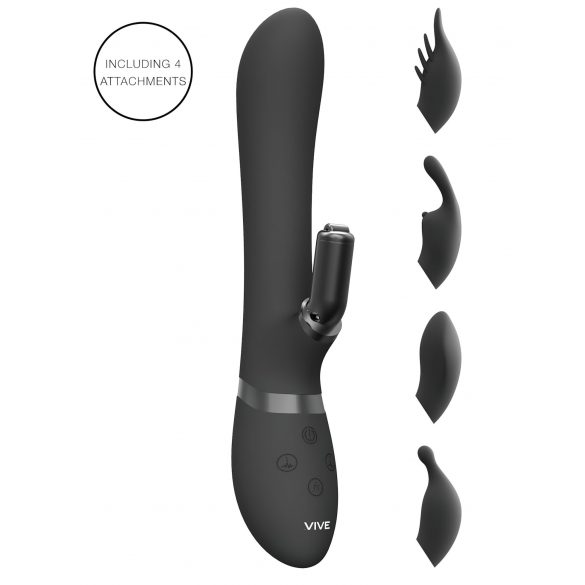 Vive Chou - vibrator clitoridian cu acumulator și cap detașabil (negru) 