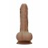 RealRock 7 - dildo realist cu testicule (17cm) - maro închis 