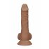 RealRock 7 - dildo realist cu testicule (17cm) - maro închis 