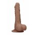 RealRock 7 - dildo realist cu testicule (17cm) - maro închis 