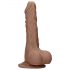 RealRock 7 - dildo realist cu testicule (17cm) - maro închis 