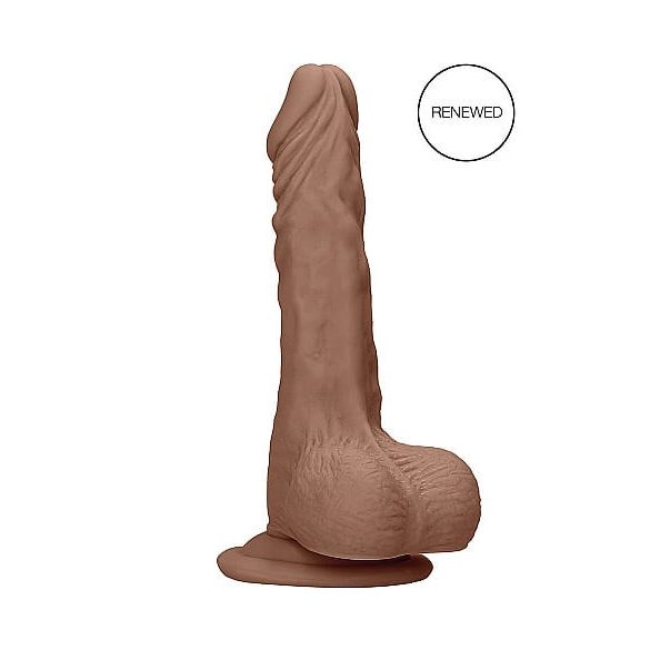 RealRock 8 - dildo realist cu testicule (20cm) - culoare naturală închisă 