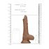 RealRock 8 - dildo realist cu testicule (20cm) - culoare naturală închisă 