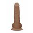 RealRock Dong 9 - dildo realist cu testicule (23 cm) - maro închis 