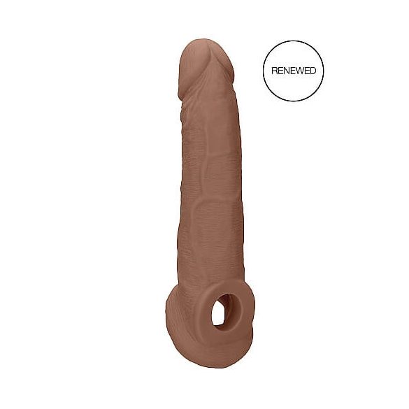 RealRock Manșon pentru penis 9 - (21,5 cm) - culoare naturală întunecată 