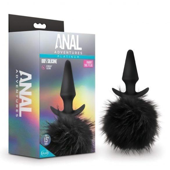 Adventuri Anale Platinum - dildo anal cu coadă de iepure (negru) 