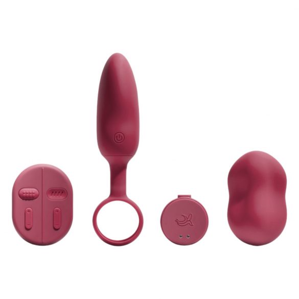 Platanomelón Mobi - set vibrator cu acumulator și radio - 2 piese (roșu) 