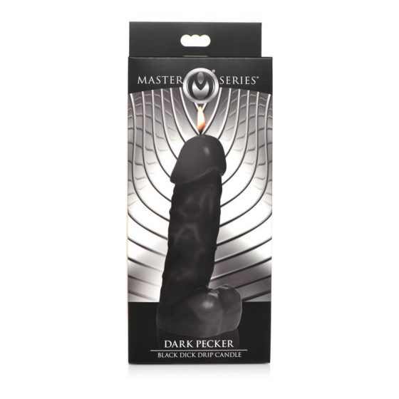 Dark Pecker - lumânare corporală - penis cu testicule - negru (352g)